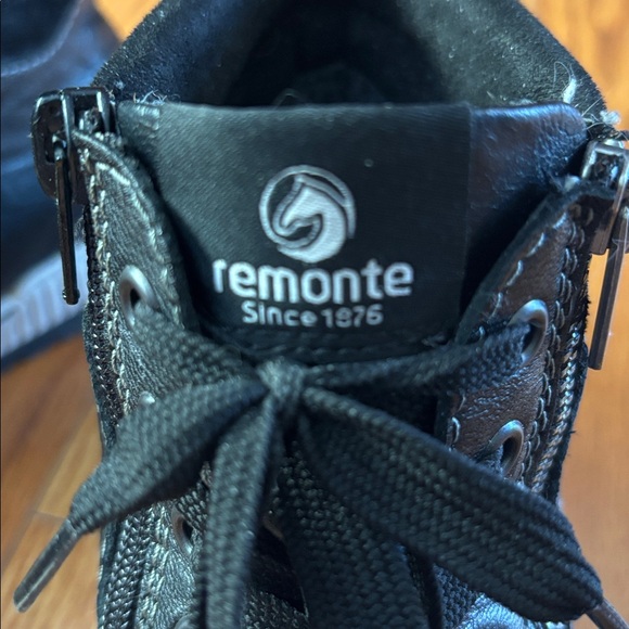 REMONTE BLACK LEATHER HIGH TOP SNEAKERS - Picture 3 of 8